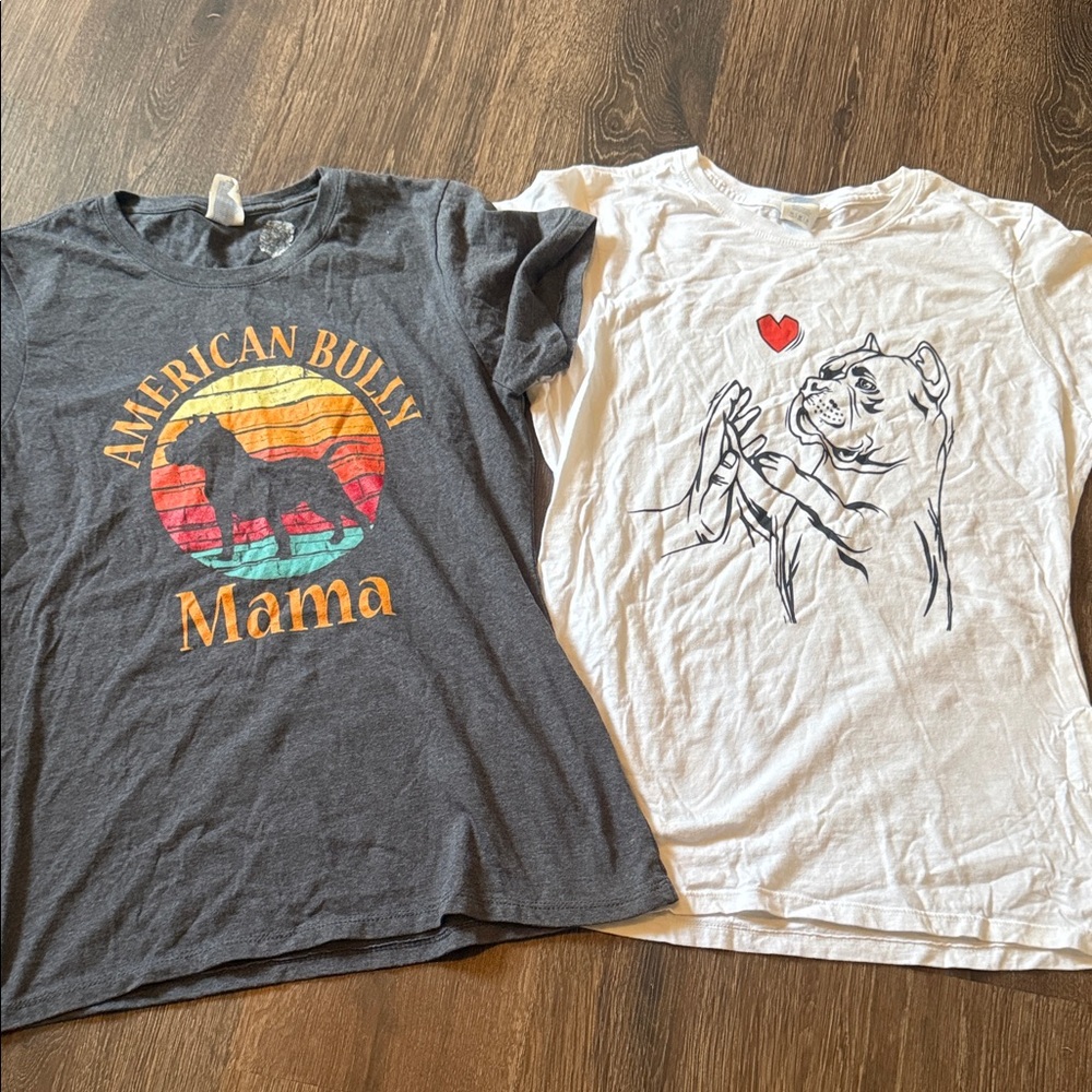 American Bully Mama Graphic Tee - Gray & White